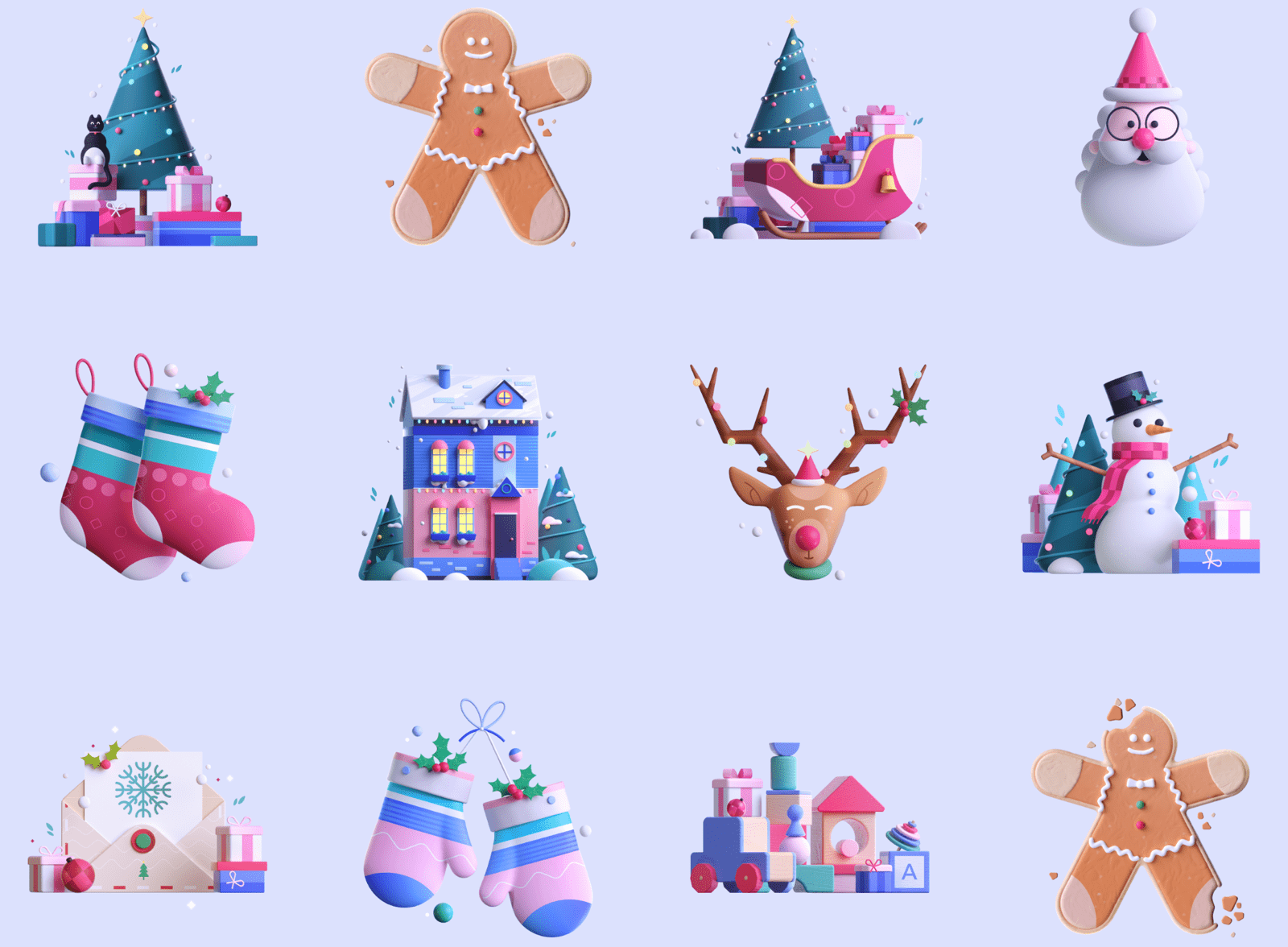 3D Christmas icons