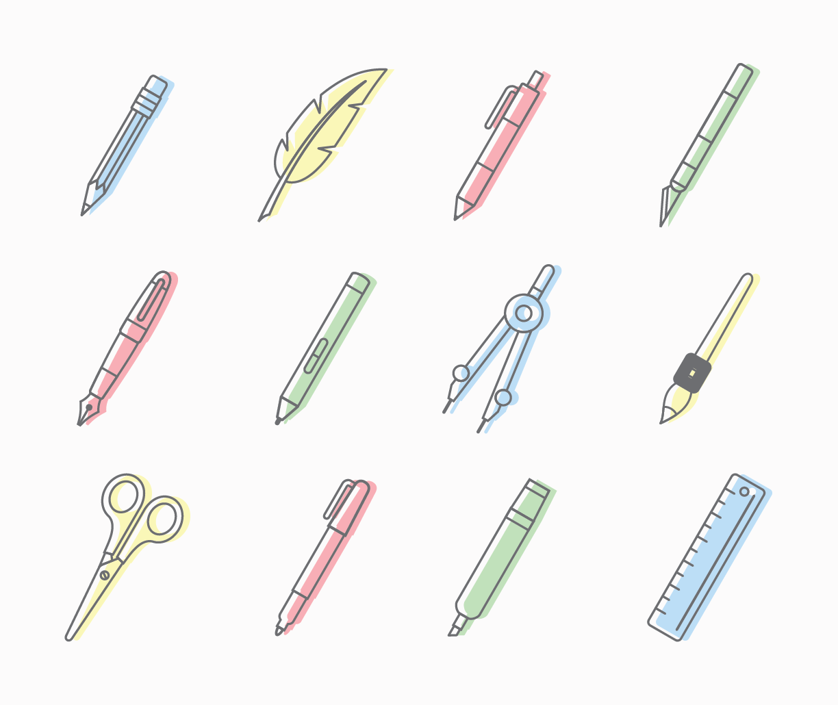 Free writing tools icons